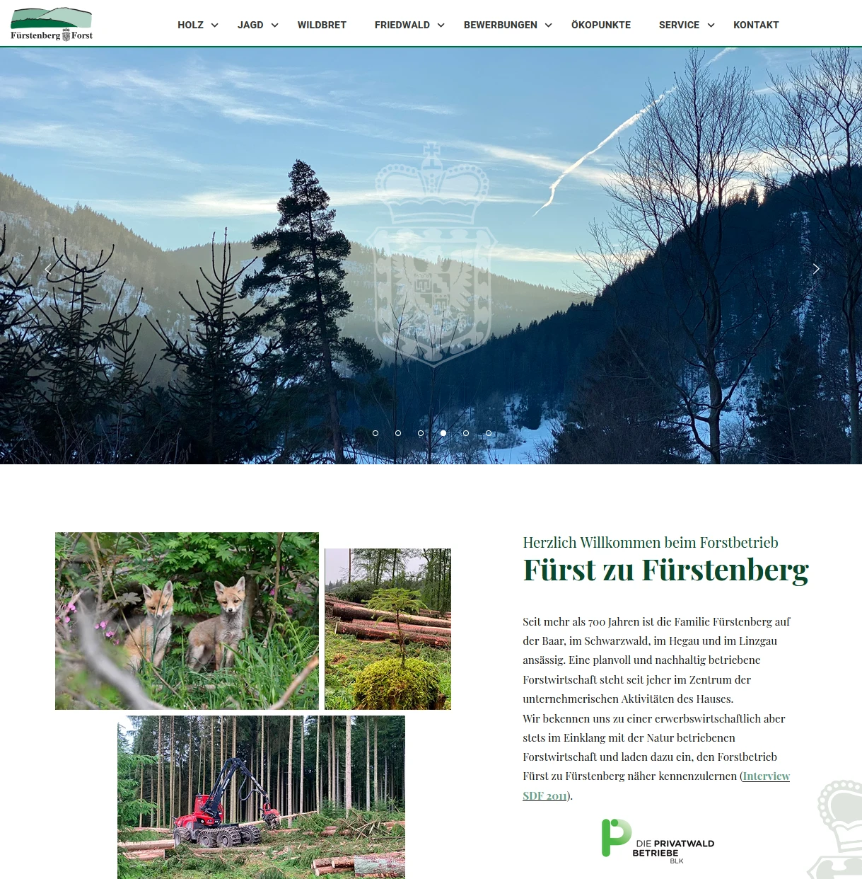 Fürstenberg Forst — website screenshot